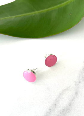 Luxe Resin sterling Silver Bubblegum Pink Studs 12mm
