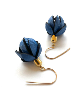 Wild Flowers  -Cobalt Blue Colour on 14k Ear Wires