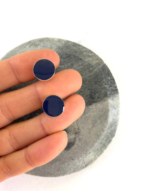 Luxe Resin sterling Silver Midnight Blue Studs 12mm