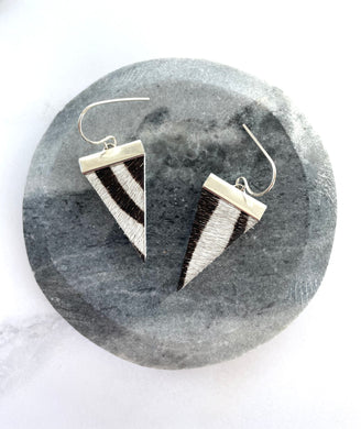 Zebra Print Triangle Spear Earrings- Gold or Silver options