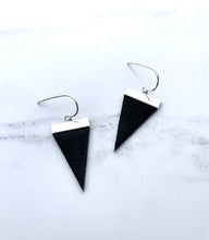 Black Hair on Hide Triangle Spear Earrings- Gold or Silver options