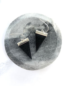 Black Hair on Hide Triangle Spear Earrings- Gold or Silver options