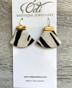 Zebra Cowhide Leather Rounded Triangular Dangles