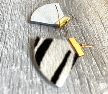 Zebra Cowhide Leather Rounded Triangular Dangles