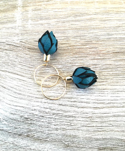 Wild Flower Bud Earrings -Dark Teal in your choice of Earring fitting and colour