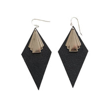 Black Diamond Shape Earrings NZ Made 