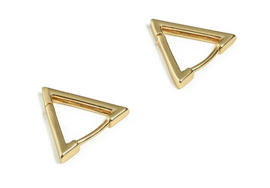 18k Gold Triangle Pyramid Huggie Earrings