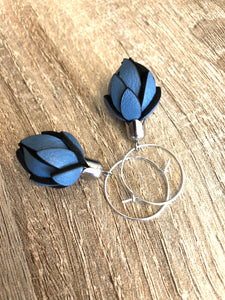 Cornflower colour Wild Flower Bud earrings in your choice of style